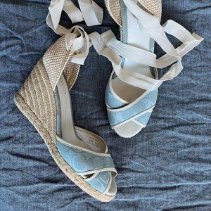 Coach espadrille wedges, blue, size 11
